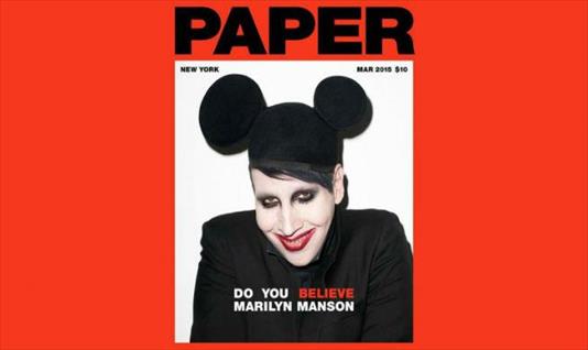 Marilyn Mason como Mickey Mouse en una revista